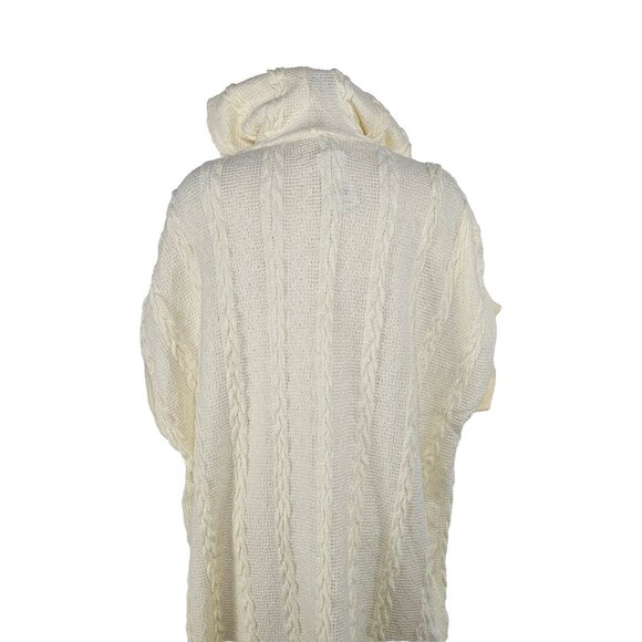 Simple By Suzanne Betro Womens Cable Knit Cardigan Medium Ivory Oversized Hoodie - Picture 3 of 16